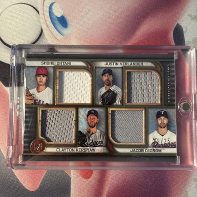 Parche GU 2023 Topps Museum Ohtani/Verlander/Kershaw/DeGrom juego cuádruple usado/25 Foto 1 de 2