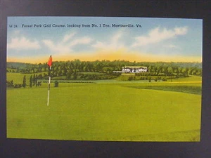 Postal de lino de campo de golf Martinsville Virginia VA Forest Park c1930-50 vintage - Imagen 1 de 2
