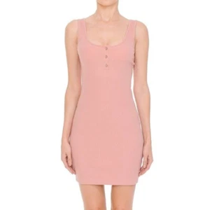 Ambiance Pencil Tank Dress Womens Large Salmon Buttons Neckline Elegant - Picture 1 of 11