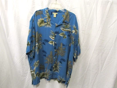 Camisa para hombre Islander hawaiana caribeña manga corta abotonada azul 2X Foto 1 de 4