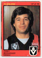 1982 AFL VFL SCANLENS FOOTBALL CARD - 147 Tony BUHAGIAR (ESSENDON) NM/EXCE
