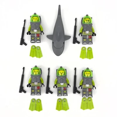 Lot of 5 LEGO Atlantis Diver Minifigures w/ Shark atl005 Neptune Scuba 8075 - Image 1 of 3