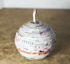 Recycled Christmas Ornament Ball Upcycled Paper Magazine Newspaper 2 3/4" Round