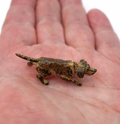 Antigua miniatura Austriaca Viena Bronce Pintado en Frío Estatuilla Puntero Perro Foto 1 de 4