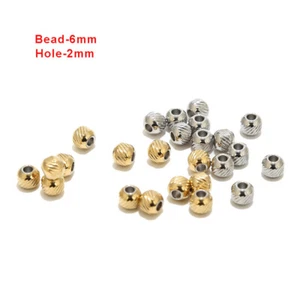 50 Stck. Edelstahl Lose Perlen Vergoldet Zwischenring Perlen Zum Selbermachen Schmuck 6 mm - Bild 1 von 7