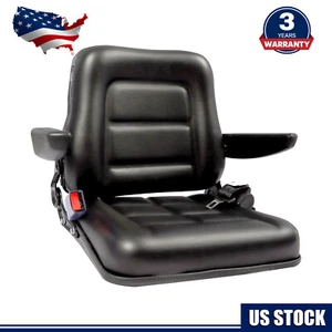 Tractor Forklift Seat Excavator Universal Adjustable Backrest Armrest Safty Belt - Picture 1 of 12