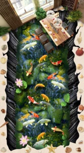 3D Lotus Koi Pool 97 Floor WallPaper Murals Wall Print Decal AJ WALLPAPER US - Picture 1 of 6
