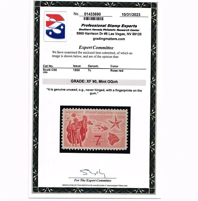 EXCELLENT GENUINE SCOTT #C55 MINT OG NH HAWAII STATEHOOD PSE CERT GRADED XF-90 - Image 1 of 3
