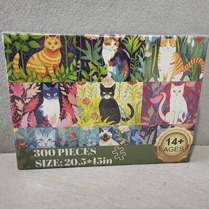Rompecabezas Gatos y Flores Gatos Artístico Calico Cartón 300 Piezas Nuevo - Imagen 1 de 7