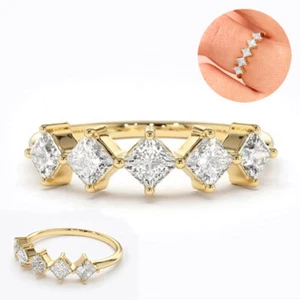 Anillos de lujo de circonitas cúbicas enchapados en oro amarillo de 18k joyas para mujer talla 6-10 - Imagen 1 de 6
