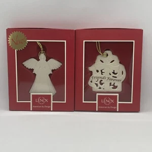 Lenox Christmas Ornaments Lot 2 Pleated Angel & Friends Forever Original Boxes - Picture 1 of 12