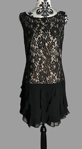 Coast Black Lace Frill Tiered Hem Short Mini Special Occasion Dress Size Uk 10 - Picture 1 of 8
