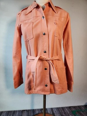 Chaqueta de mezclilla con cinturón Levis Big E de colección años 70 para mujer, coral/melón talla S/M Foto 1 de 4