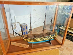 SUPERB HANDCRAFTED CASED HMS VICTORY MODEL SHIP / SHIP PLAQUE 60CM CASE - Picture 1 of 9