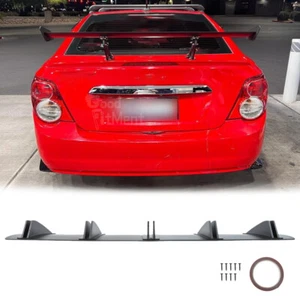 For Chevy Sonic Rear Bumper Lip Diffuser Shark Fin Spoiler Splitter Matte Black - Foto 1 di 14