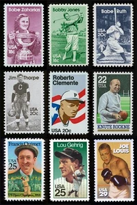 American Sports 1932//2766 1981-1993, 9 estampillas, como nuevas **CUALQUIER 5 = ENVÍO GRATUITO** - Imagen 1 de 10