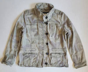 Abercrombie giacca mimetica grande bambino ragazza verde kaki bottoni cappuccio arrotolato militare - Foto 1 di 21