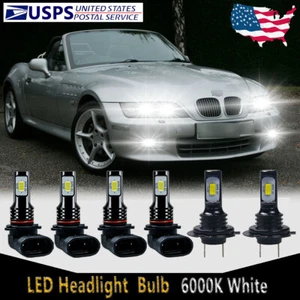 For BMW Z3 1996-2002 - 6X Front LED Headlight Bulb High Low Beam + Fog Light HKB - Picture 1 of 12