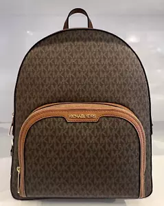 ZAINO MICHAEL KORS JAYCEE MEDIA TASCA ZIP MK GHIANDA MARRONE, BORSA SCUOLA - Foto 1 di 10