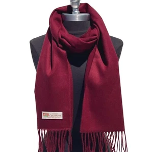 Men Womens WINTER 100% CASHMERE SCARF SOLID Wine Made in England Soft Wool Wrap - Picture 1 of 2