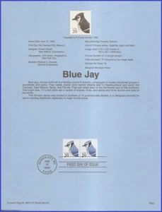 USA7 #2483 U/A SOUVENIR PAGE FDC STR2  Blue Jay - Picture 1 of 1