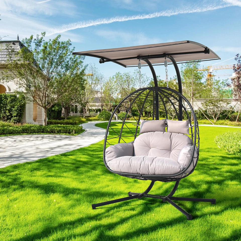 Silla Huevo Doble Columpio con Soporte Cojín Silla Colgante Hamaca Silla Foto 1 de 4