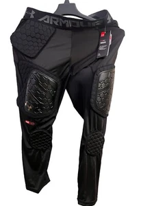 UNDER ARMOUR PRO 7 PAD 3/4 TIGHTS GAME DAY FOOTBALL HEAT GEAR BLACK SZ XL - Picture 1 of 6
