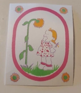 Vintage Girl Flower Toddler Infant Child Sew Clothing Patch Tag Label x 2 - Picture 1 of 2