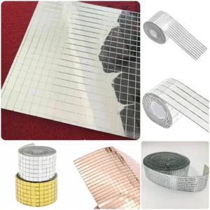 Glass Mirror Mosaic Tiles Self Adhesive Mini Square  DIY Wall Tile Decor Decals - Picture 1 of 26