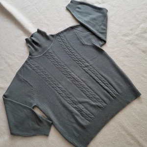 Vintage Cashmere Cashmere Women's Size XL By Donggdo Gray Cable Knit Turtle Neck - Picture 1 of 12