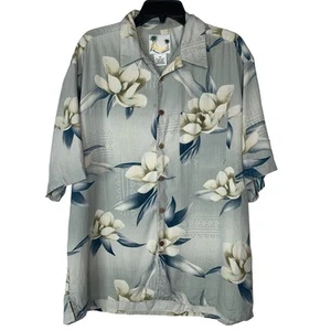 Mens Hawaiian 100% Silk Shirt Short Sleeve Banana Cabana Shirt Floral Mens Sz XL - Picture 1 of 7