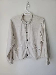 CP Shades Dree Linen Jacket Flax Medium Minimalist Lagenlook Button Up - Picture 1 of 10