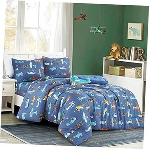 Blues print Comforter Set for Boys Girls teen. size Bedding for Twin Airplane - Picture 1 of 7