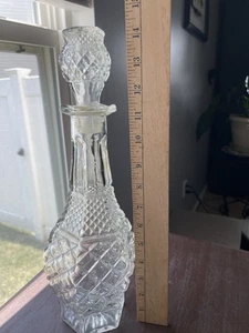 Vintage Colony Whitehall Glass Decanter Diamond Point Stopper 13.5” Clear - Picture 1 of 7