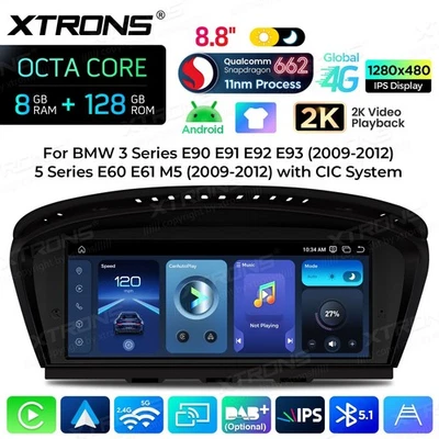 AUTORADIO ANDROID 8/128GB BMW SERIE 3 5 E90 E60 NAVIGATORE CARPLAY CIC SYSTEM - Immagine 1 di 4