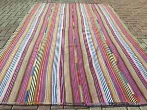 Multicolored Area Rugs, Turkish Kilim Boho Rug, Handmade Carpet FloorRug72"x105" - Picture 1 of 22