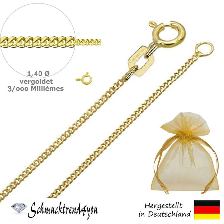 Gold Double Gelbgold Panzer Kette 36- 60 Halskette vergoldet Herren Damen Kinder - Bild 1 von 4
