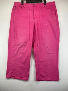 Coldwater Creek Denim Capri Pants - Womens Size 16 - Hot Pink - Stained (3099) - Picture 1 of 23