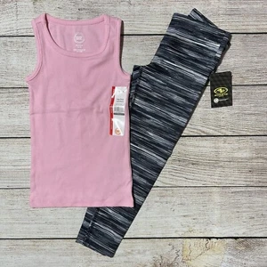 Girls Athletic Outfit Size XS (4-5). NWT! Mixed Brands. Black Tank & Leggings. - Picture 1 of 7