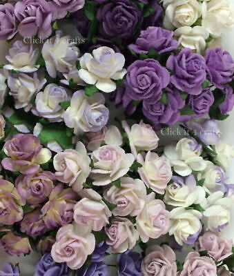 1.5 Cm Mixed Purple Paper Flower Open Roses Wedding Headpiece Craft R8-601 • 50.11€