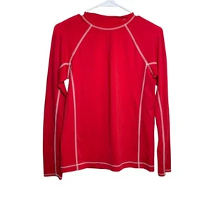 Lands' End Rash Guard Youth Medium Red Long Sleeve Crew Neck Boy's 10H-12H - Picture 1 of 10