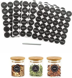 180 Pcs 1.5 Inch Round Spice Jar Labels Preprinted and Blank Jar Caps Labels - Picture 1 of 2