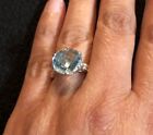 Blue Topaz Rhodium Over Sterling Siver Bella Lucie Ring