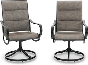 Outdoor Swivel Patio Dining Chairs Set of 2 Patio Chairs with Padded Metal Frame - Picture 1 of 11