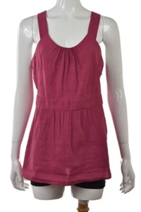 Theory Anisia Womens Top Size L Pink Solid Tank Blouse Shirt Sleeveless Linen - Picture 1 of 5