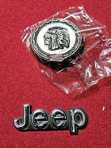 VINTAGE AMC JEEP CHEROKEE WAGONEER CHIEF INDIAN HEAD EMBLEM BADGE 1970-1981+LOGO - Picture 1 of 7