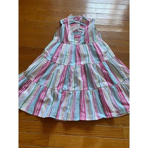 Crown & Ivy Dress Girls Size Large Rainbow Stripes Ruffle Tiered Summer Casual - Picture 1 of 5