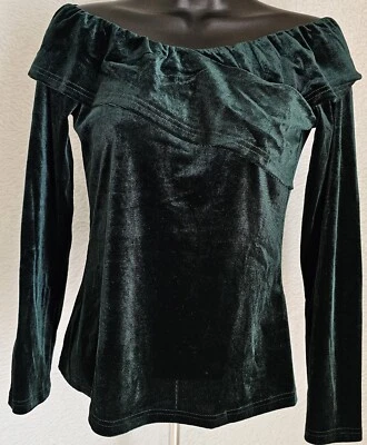 Blusa Allegra K Feminina Tamanho XS X Pequena Veludo Verde SINTA - Imagem 1 de 4