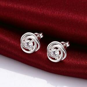 Charm 925 sterling Silver stud earrings Noble crystal for woman fashion jewelry