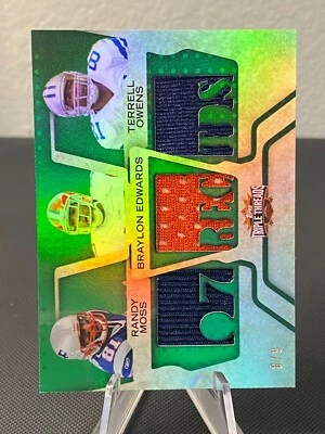 2008 Topps Triple Threads Relic Combos Randy Moss Owens Edwards Emerald /9  - Image 1 of 2